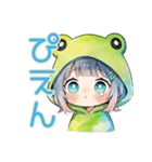 蛙フードパーカーの女の子♡癒し（個別スタンプ：12）