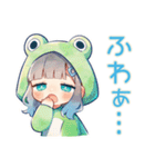 蛙フードパーカーの女の子♡癒し（個別スタンプ：14）