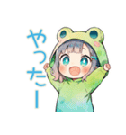 蛙フードパーカーの女の子♡癒し（個別スタンプ：17）