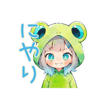 蛙フードパーカーの女の子♡癒し（個別スタンプ：20）