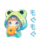 蛙フードパーカーの女の子♡癒し（個別スタンプ：23）