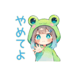 蛙フードパーカーの女の子♡癒し（個別スタンプ：28）