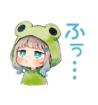 蛙フードパーカーの女の子♡癒し（個別スタンプ：38）