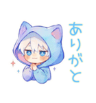 癒し系★白猫耳パーカーくん（個別スタンプ：3）
