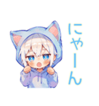 癒し系★白猫耳パーカーくん（個別スタンプ：4）