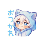 癒し系★白猫耳パーカーくん（個別スタンプ：18）