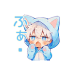 癒し系★白猫耳パーカーくん（個別スタンプ：19）