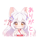 キュートな巫女服の白狐の女の子スタンプ（個別スタンプ：6）