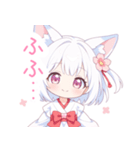 キュートな巫女服の白狐の女の子スタンプ（個別スタンプ：11）