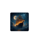 満月と船と海✨️Full moon, ship and sea.（個別スタンプ：4）