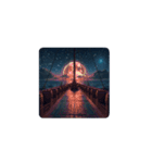 満月と船と海✨️Full moon, ship and sea.（個別スタンプ：5）