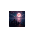 満月と船と海✨️Full moon, ship and sea.（個別スタンプ：9）