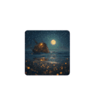 満月と船と海✨️Full moon, ship and sea.（個別スタンプ：10）