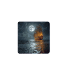 満月と船と海✨️Full moon, ship and sea.（個別スタンプ：13）