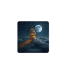 満月と船と海✨️Full moon, ship and sea.（個別スタンプ：14）