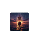 満月と船と海✨️Full moon, ship and sea.（個別スタンプ：16）
