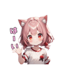 ぴょこんと揺れる猫耳スタンプ（個別スタンプ：3）