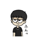 片耳ピアス黒髪マッシュくん（個別スタンプ：2）