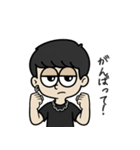 片耳ピアス黒髪マッシュくん（個別スタンプ：3）