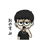 片耳ピアス黒髪マッシュくん（個別スタンプ：4）