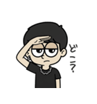 片耳ピアス黒髪マッシュくん（個別スタンプ：11）