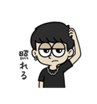 片耳ピアス黒髪マッシュくん（個別スタンプ：14）