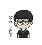 片耳ピアス黒髪マッシュくん（個別スタンプ：32）