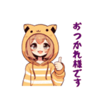 [おつかれ様です専用]猫耳フードの女の子（個別スタンプ：6）