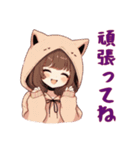 [頑張ってね専用]猫耳フードの女の子（個別スタンプ：6）