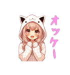 [オッケー専用]猫耳フードの女の子（個別スタンプ：3）