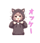 [オッケー専用]猫耳フードの女の子（個別スタンプ：7）