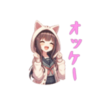 [オッケー専用]猫耳フードの女の子（個別スタンプ：11）