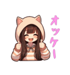 [オッケー専用]猫耳フードの女の子（個別スタンプ：12）