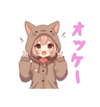 [オッケー専用]猫耳フードの女の子（個別スタンプ：13）