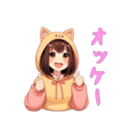 [オッケー専用]猫耳フードの女の子（個別スタンプ：14）