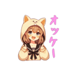 [オッケー専用]猫耳フードの女の子（個別スタンプ：15）