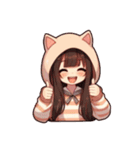 [アレンジ用]猫耳フードの女の子（個別スタンプ：5）