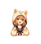 [アレンジ用]猫耳フードの女の子（個別スタンプ：7）