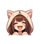 [アレンジ用]猫耳フードの女の子（個別スタンプ：8）