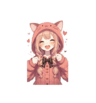 [アレンジ用]猫耳フードの女の子（個別スタンプ：10）