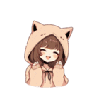 [アレンジ用]猫耳フードの女の子（個別スタンプ：12）