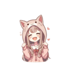 [アレンジ用]猫耳フードの女の子（個別スタンプ：13）