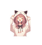 [アレンジ用]猫耳フードの女の子（個別スタンプ：14）