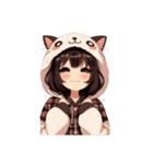 [アレンジ用]猫耳フードの女の子（個別スタンプ：15）