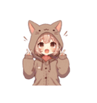 [アレンジ用]猫耳フードの女の子（個別スタンプ：16）