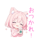 コーヒー＆猫耳パーカーの女の子スタンプ（個別スタンプ：11）