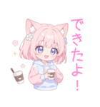 コーヒー＆猫耳パーカーの女の子スタンプ（個別スタンプ：38）