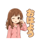 可愛いピンクパジャマ女子【ずっと使える】（個別スタンプ：1）