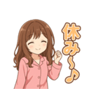 可愛いピンクパジャマ女子【ずっと使える】（個別スタンプ：9）