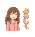 可愛いピンクパジャマ女子【ずっと使える】（個別スタンプ：21）
